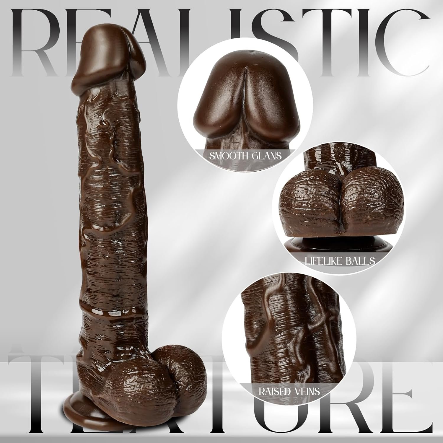 10.8 inch Realistic Dildo Adult Sex Toy,Silicone Dildo Huge Penis with Powerful Suction Cup for G-spot Vagina Anal Sitimulation,Big Black Cock Thick Anal Dildos Sex Toys for Women - Image 3