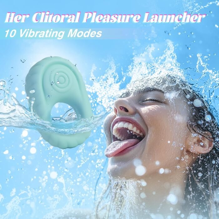 Vibrating Cock Ring with Penetration Buffer Rings Set, Depth-Limiting Liquid Silicone Soft Penis Ring Vibrator with Clitoral Stimulator, Couples Adult Sex Toys for Men Women, MHYNNR Male Sex Toy Game - Image 5