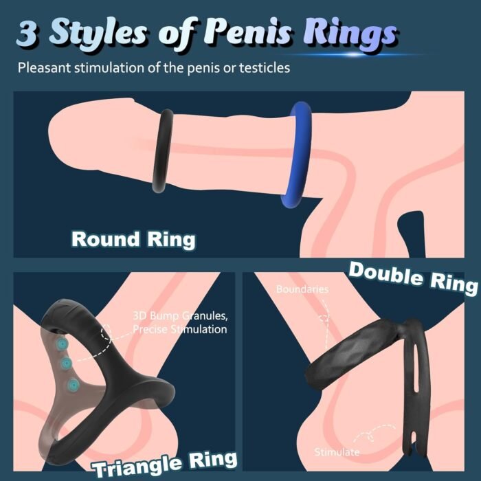 Cock Penis Ring Set with 8 Different Sizes, Silicone Cock Penis Rings for Penis Erection Enhancing, Sex Longer Lasting Stronger, Male Soft Stretchy Adult Sex Toys for Men or Couples Pleasure - Image 3