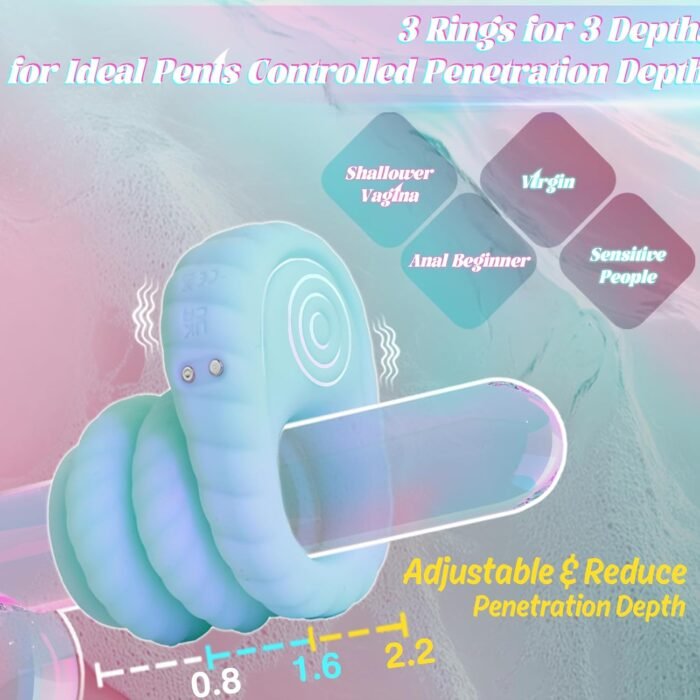 Vibrating Cock Ring with Penetration Buffer Rings Set, Depth-Limiting Liquid Silicone Soft Penis Ring Vibrator with Clitoral Stimulator, Couples Adult Sex Toys for Men Women, MHYNNR Male Sex Toy Game - Image 2