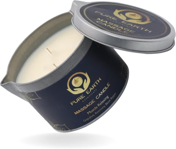 Muscle Relaxing Massage Oil Candle - Valentines Gift, Scented Massage Oil Candles for Relaxation and Home Spa (160 Grams or 6 oz.) - with Grapefruit, Rosemary, Black Pepper - by PURE EARTH essentials - Image 8