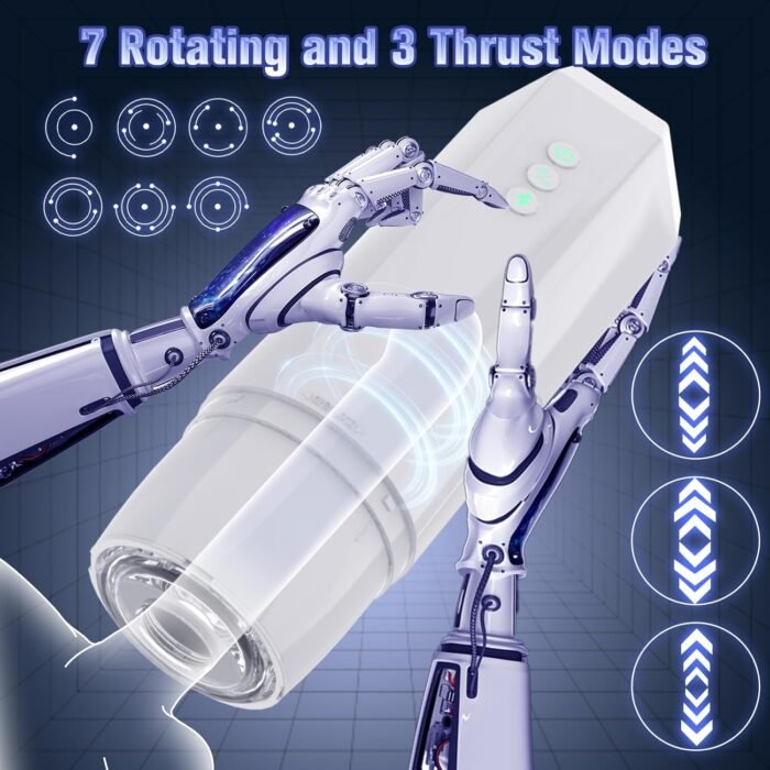 Adult Sex Toys Male Masturbator, Automatic Male Sex Toys for Men with 7 Vibrator & 3 Thrusting Modes, Male Masturbator with 3D Large Particle Inner, Adult Toys for Men (White) - Image 2