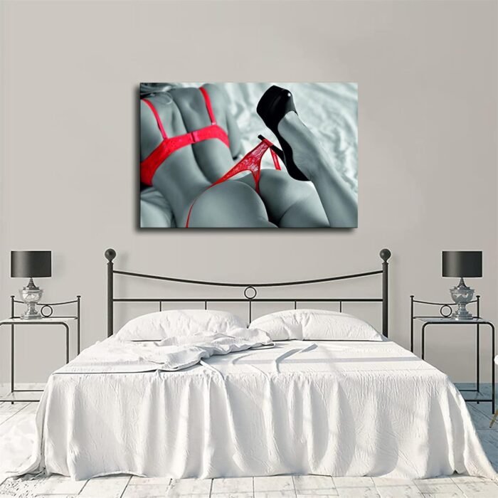 Stunning Sexy Woman Bedroom Erotic Canvas Wall Art Poster Art Canvas Wall Art Print for Wall Decor Room Living Room Bathroom Kitchen Decor Gift (12×18inch- Framed) - Image 5