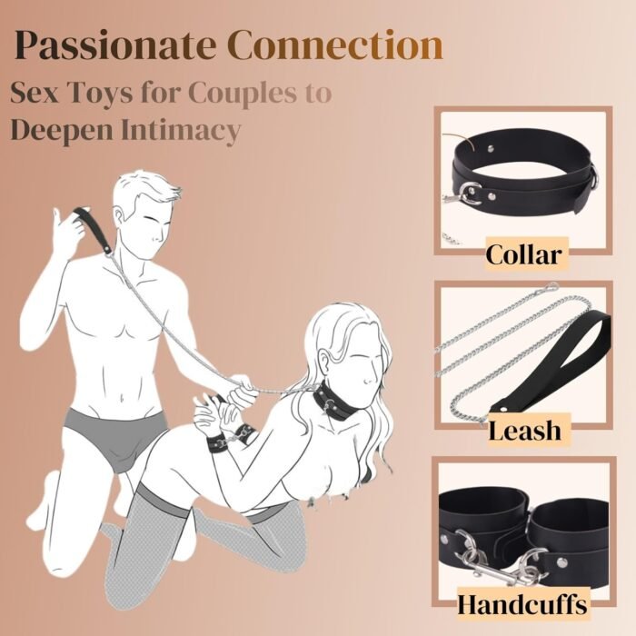 Sex Bondage BDSM Kit Restraints -11PCS Sex Toys Kit with Adjustable Handcuffs Collar Ankle Cuff Blindfold Sex Leash Ball Gag Whip Adult Games Foreplay Sexual Pleasure Tools for Men Women Couples - Image 3