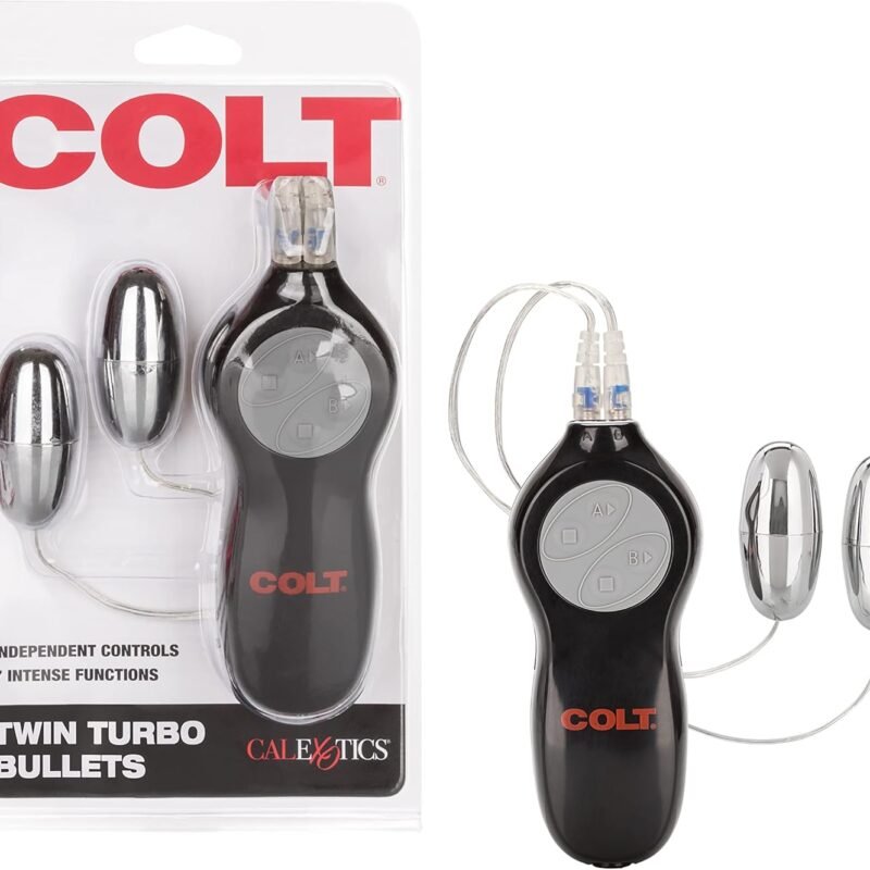 CalExotics Colt 7-Function Twin Turbo Bullet Vibrator - Sex Toys for Couples - Wired Adult Vibe Eggs Massager - Black