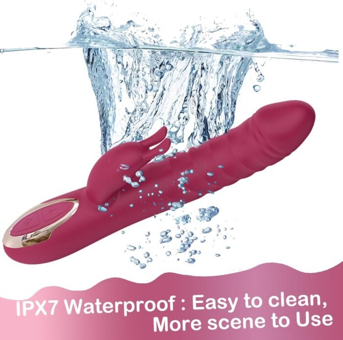 Thrusting Rabbit Vibrator G Spot Vibrator Waterproof & Rechargeable Realistic Silicone Dildo with 3 Thrusting & 10 Vibrating Modes, Upgrade Rose Sex Toys for Women - Image 3