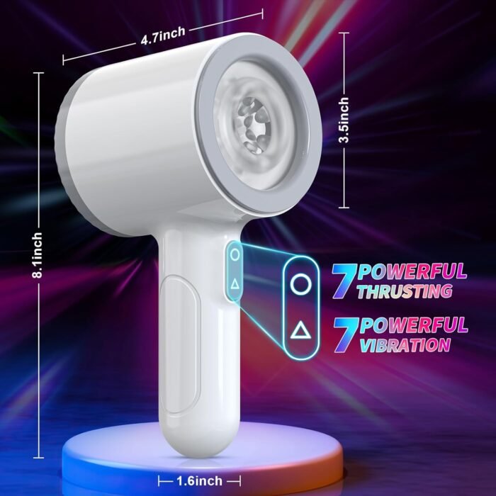 Automatic Male Masturbator, Foreglad Stroking Male Masturbators Cup with 7 Powerful Thrusting & Vibrating Modes, Blowjob Machine Pocket Pussy for Men, Dual Open-Ended Penis Sex Toys for Men（White） - Image 7