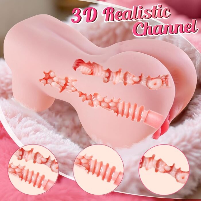 3 in 1 Pocket Pussies Male Masturbator Sex Toys for Men, Collahelper Realistic Mini Male Sex Dolls Stroker with Tight Vagina Ass Boobs,3D Lifelike Soft Textured Blowjob Adult Toys for Man Masturbation - Image 4
