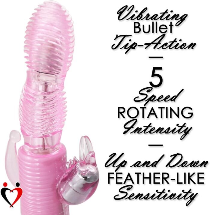 LeLuv Rabbit Vibrator Nirvana Ribbed Twirling Multispeed Pink Bundle with Secret Lipstick - Image 2