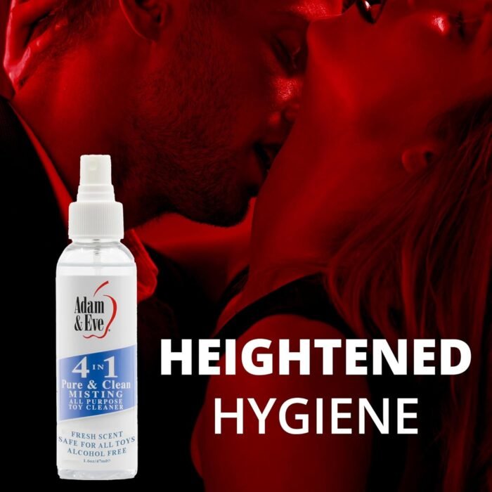 Adam and Eve 4 in 1 Pure and Clean Misting Adult Sex Toy Cleaner, Fast Acting Clear Spray with Fresh Scent, Easy to Use Wash for Silicone Dildos, Vibrators, Anal Toys, Couples Accessories, and Tools - Image 3