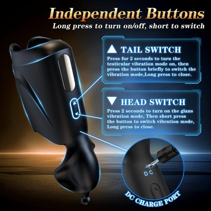 Automatic Male Masturbators - Double Action Penis Training Vibrator with 10 Modes, Vibrating Strokers Glans Penis Trainer Stimulator, Male Adult Sex Toys for Men, Mens Sex Machine Games Pleasure - Image 6