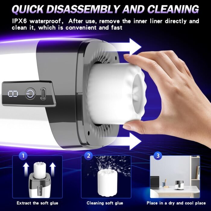 Sex Toys for Men Male Masturbators - Open-Ended Male Sex Toys Pocket Pussy Stroker with 7 Thrusting & Rotating Modes for Penis Stimulation, Blowjob Sex Machine Adult Sex Toys with 3D Realistic Vagina - Image 6