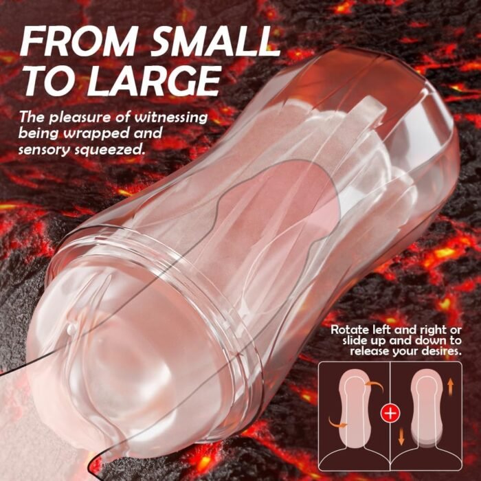 Male Masturbator Sex Toy for Men - Portable Transparent Manual Sucking Pocket Pussy Masturbation Cup with 7.5“ Depth Lifelike Textured Vagina Blowjob Masturbating Stroker - Image 3