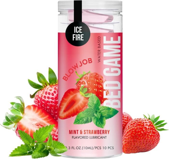 Flavored Lube for Oral Blowjob Jelly Sex Oral Water for Couple Adult, No Rinse Lubricant 10 -Pack (Strawberry & Mint)