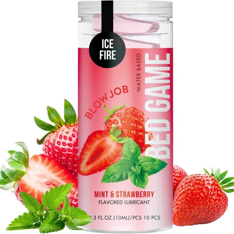 Flavored Lube for Oral Blowjob Jelly Sex Oral Water for Couple Adult, No Rinse Lubricant 10 -Pack (Strawberry & Mint)