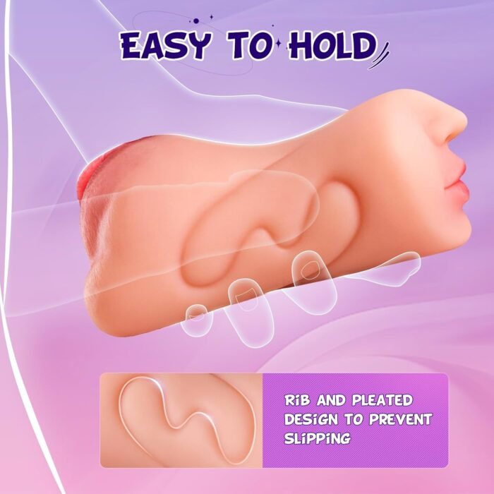 Male Masturbator 3 in 1 Pocket Pussy - Isskis Male Sex Toys 3D Realistic Textured Three Channels & Mouth for Man Masturbation, Male Stroker with Teeth and Tongue Adult Toys for Men Penis Training - Image 5