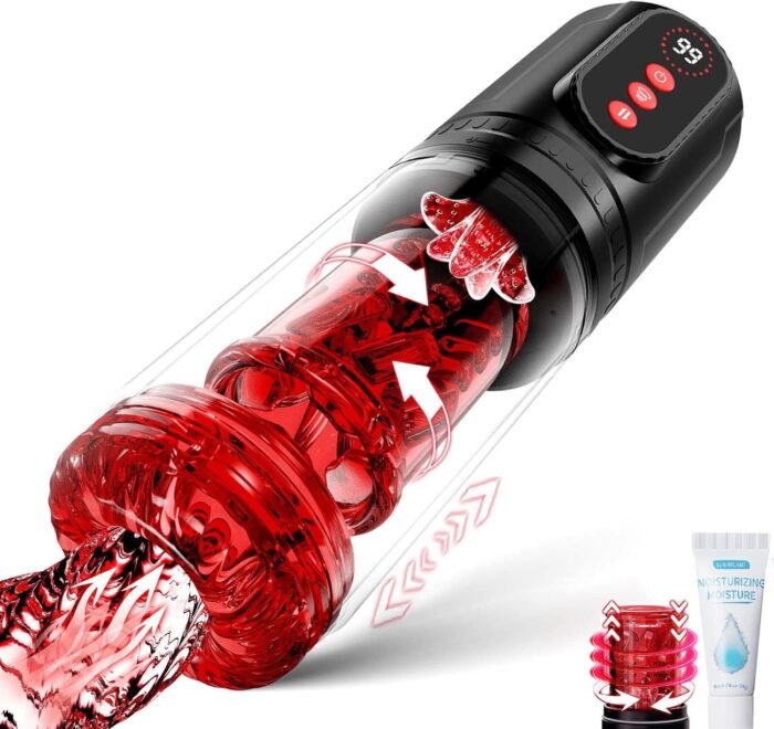Male Masturbator Male Sex Toys - Sex Toys for Men Penis Pump with 9 Sucking & Thrusting & Rotating & Licking, Mens Sex Toys - Pumps & Enlargers LCD Adult Toys Pocket Pussy Sex Machine Stroker