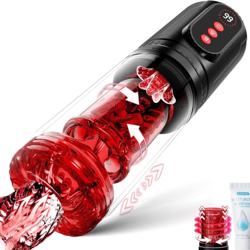 Male Masturbator Male Sex Toys - Sex Toys for Men Penis Pump with 9 Sucking & Thrusting & Rotating & Licking, Mens Sex Toys - Pumps & Enlargers LCD Adult Toys Pocket Pussy Sex Machine Stroker