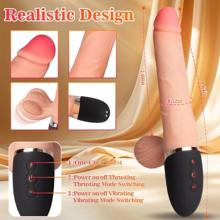 Thrusting Dildo Vibrator with Swinging Balls,9.64" Realistic Dildos Sex Machine with 8 Vibrating and 3 Thrusting Modes, Silicone Dildo Sex Toys for Women and Couple G-Spot Anal Vagina Stimulation - Image 5