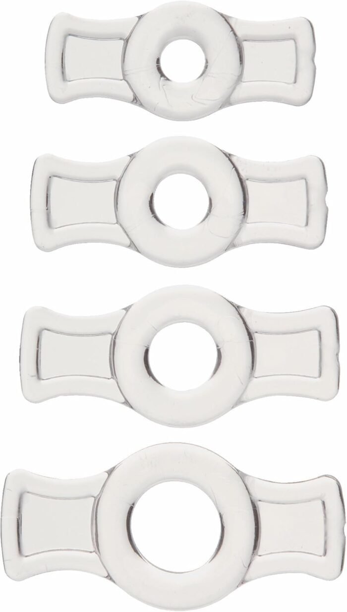 Doc Johnson Titanmen - 4 C-Ring Set - Helps Create Firmer and Thicker Erections - Side Tabs for Easy Removal and Adjustment - Clear