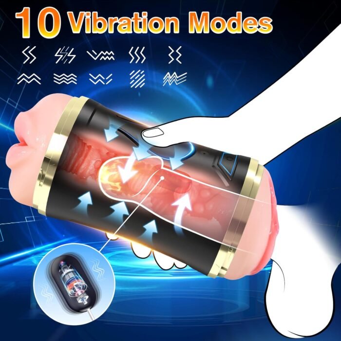 Sex Toys Automatic Male Masturbator - Adult Toys Open Ended Masturbator Cup with 10 Vibrating Modes for Penis Stimulation, Male Sex Toys Electric Pocket Pussy Male Stroker Vibrator, Sex Toys for Men - Image 2