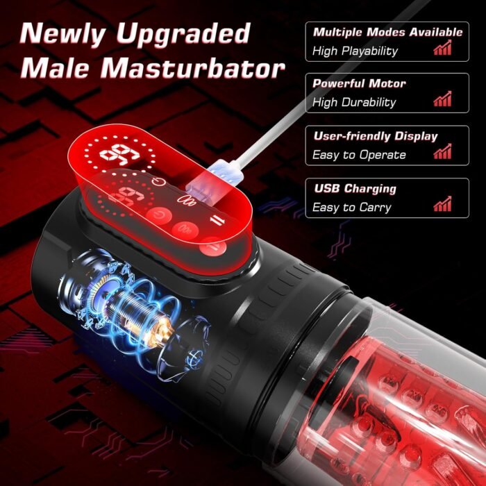 Male Masturbator Male Sex Toys - Sex Toys for Men Penis Pump with 9 Sucking & Thrusting & Rotating & Licking, Mens Sex Toys - Pumps & Enlargers LCD Adult Toys Pocket Pussy Sex Machine Stroker - Image 6