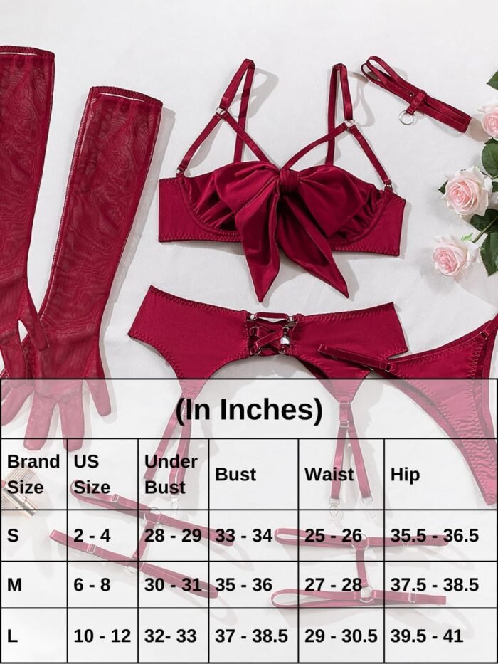 Kaei&Shi Sexy Bow Lingerie for Women,Unwrap Present Bra And Panty Set,Strappy Garter Lingeries Xmas Valentines Birthday Gift - Image 7