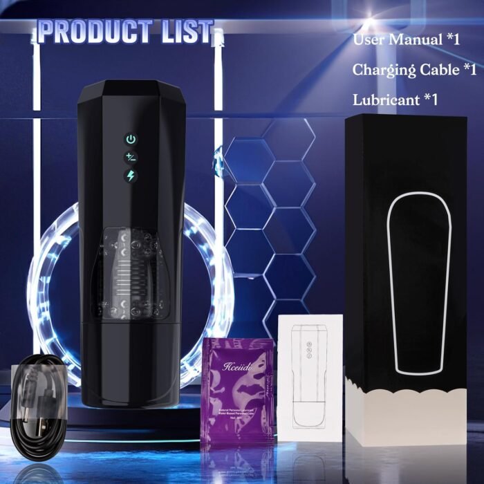 Adult Sex Toys Male Masturbator, Automatic Male Sex Toys for Men with 7 Vibrator & 3 Thrusting Modes, Male Masturbator with 3D Large Particle Inner, Adult Toys for Men (Black) - Image 7