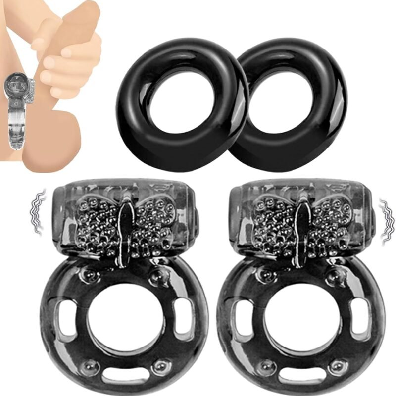 Vibrating Cock Ring Penis Ring Vibrator Clitoral Stimulator Penis Erection Enhance Soft Silicone Adult Male Sex Toy& Games for Male Training Longer Harder Stronger (Black)