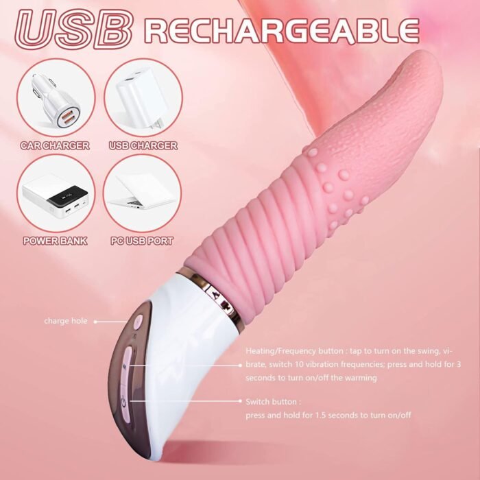 Realistic Tongue Female Sex Toy with 10 Vibration Modes, Using Nipple and Breast Massagers to Stimulate The Clitoris, G-spot, Vagina, and Anus, Perfect for Masturbation and Couple Foreplay - Image 3
