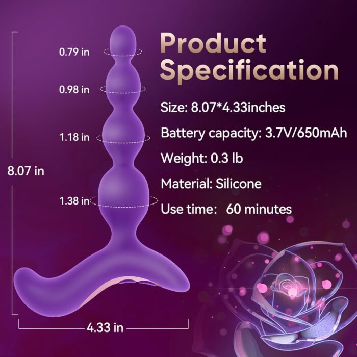 Vibrating Anal Beads Butt Plug - Sex Toys for Women and Men Anal Vibrator, Anal Toys Wand Prostate Massager, Adult Toys Vibrater Sex Novelties G Spot Dildo Sexual Pleasure Tools for Couples (Purple) - Image 7