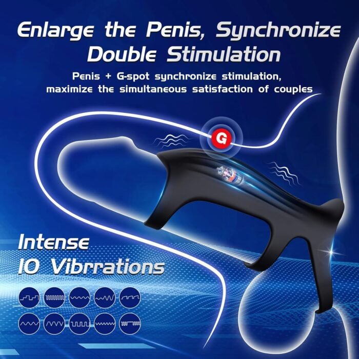 Vibrating Cock Ring Sex Toys for Men, 10 Vibrations Couples Sex Toy for Penis Extender, Vibrating Ring for Penis Testicles & G Spot Stimulation, Elastic Adult Toy for Man Erection Couples Pleasure - Image 2