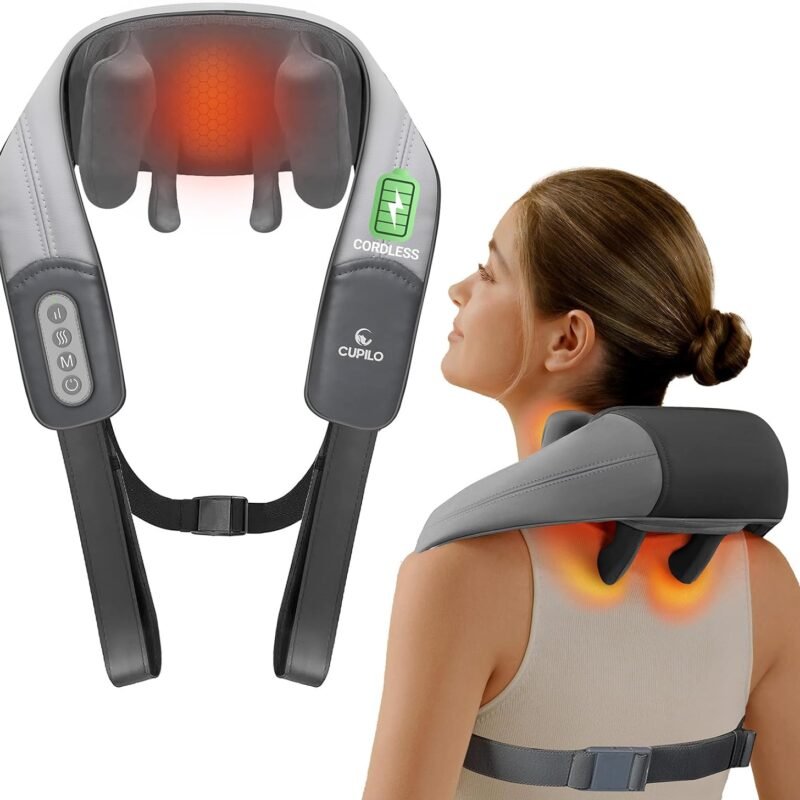 Shiatsu Neck and Shoulder Massager with Heat - FSA or HSA Eligible, Cordless 4D Deep Tissue Kneading Massager, Rechargeable Massage for Neck, Shoulder and Back, Ideal Gifts for Women,Men