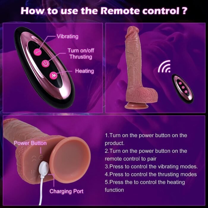10 Inch Realistic Big Dildo Sex Toys, Large Lifelike Vibrating Dildos with Heating & 9 Vibrations 3 Thrusts for Anal G Spot Stimulation, Strap on G Spot Penis for Advanced Women Men Couple Sexual - Image 6