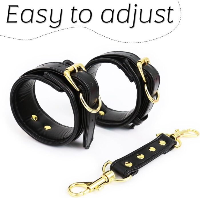 Spanking Sex Feather Tickler with Handcuffs Leather Wrist Cuffs Cuff Sex Whip BDSM Bondage Accessories Sexual Handcuff Restraints Fetish Adult SM Play for Couple Women Men - Image 4