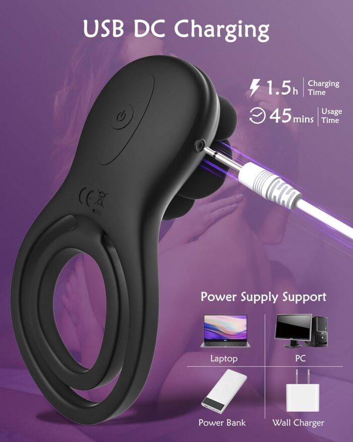Vibrating Cock Ring with Rose Clitoral Stimulator,Couples Adult Sex Toys for Men Women, Pleasure Penis Ring Vibrator with 9 Vibrations G Spot Stimulation,Male Vibrator Sex Toys - Image 6