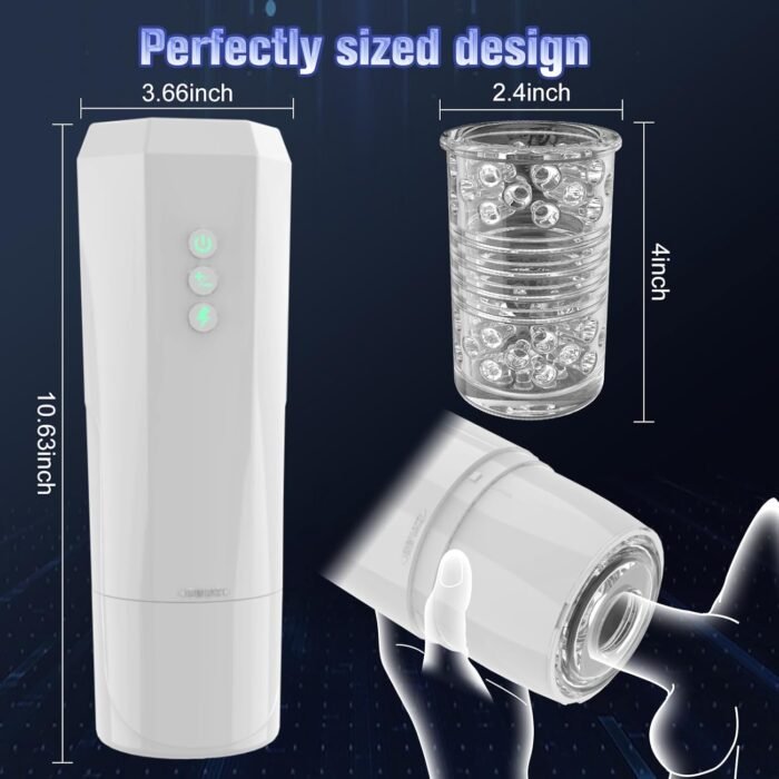 Adult Sex Toys Male Masturbator, Automatic Male Sex Toys for Men with 7 Vibrator & 3 Thrusting Modes, Male Masturbator with 3D Large Particle Inner, Adult Toys for Men (White) - Image 6
