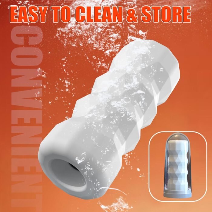 Male Masturbator Sex Toys with Heating Base - Pocket Pussy Stroker TPE Male Masturbation Sleeve with 3D Textured, Penis Training Blowjob Sex Toy for Men with Storage Box (Heating Option-White) - Image 7
