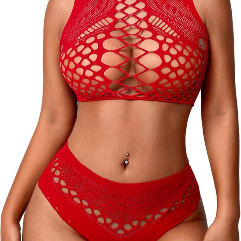 Avidlove Womens Fishnet Lingerie for Women Sexy Two Piece Lingerie Set Stripper Outfit