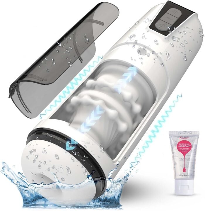 Male Masturbator Cup Adult Toy - Automatic Hands Free Penis Vibrator Pocket Pussy Stroker with 7 Thrusting & Vibrating Stimulation Modes Sex Toys for Mens Realistic 3D Sleeve Man Pleasure