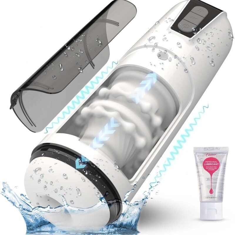 Male Masturbator Cup Adult Toy - Automatic Hands Free Penis Vibrator Pocket Pussy Stroker with 7 Thrusting & Vibrating Stimulation Modes Sex Toys for Mens Realistic 3D Sleeve Man Pleasure