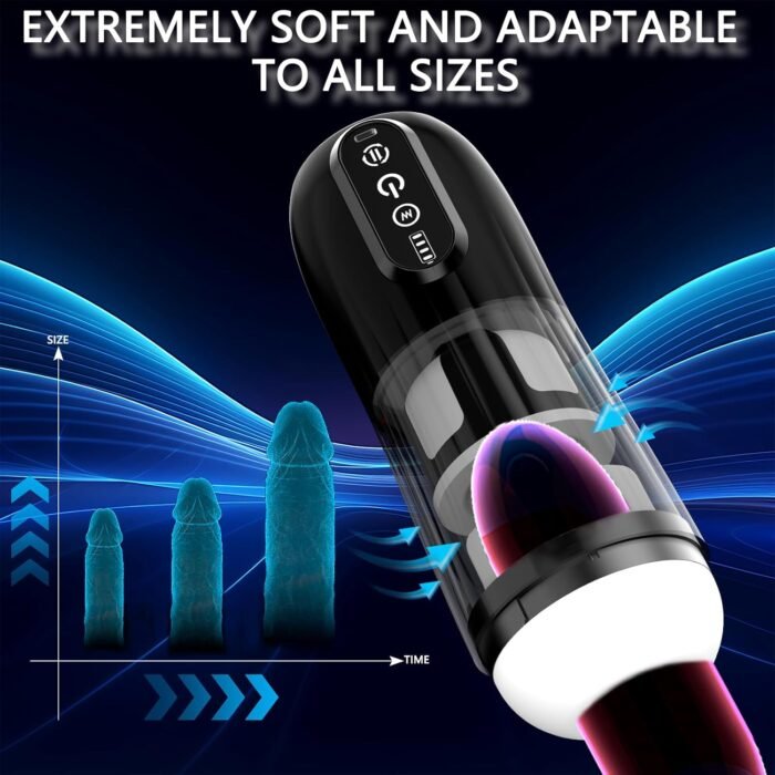 Automatic Male Masturbator Penis Pump - Sex Toys for Men Upgrade with 10 Rotating Thrusting & 10 Vibration Modes, Visual Window & Hands Free Suction Base, Mens Sex Toys Pumps & Enlargers (Black) - Image 4