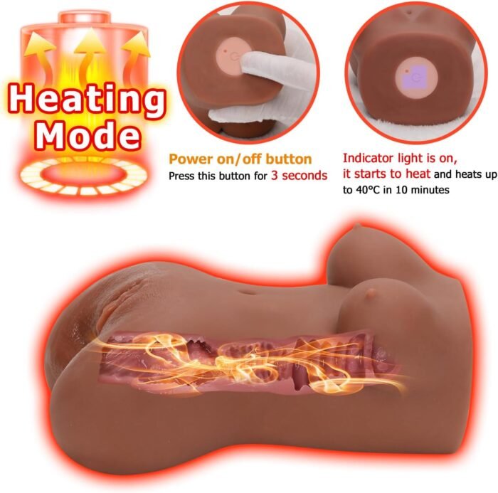 Automatic Male Masturbator Heating Sex Doll Torso 7 Vibration Modes Realistic Life Size Pocket Pussy Ass Stroker Sex Toy Miss Warm Brown - Image 4