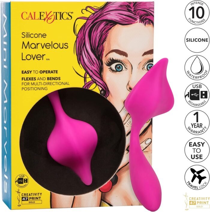 CalExotics Mini Marvels Marvelous Lover – Silicone Waterproof Compact Massager Vibrator – 10 Function Rechargeable Panty Teaser Vibe – Adult Sex Toy Massager for Couples – Pink - Image 3