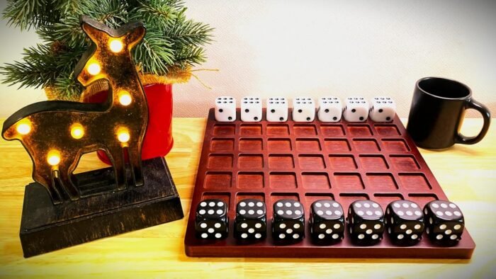 Dice Battle, 2 Player Board Games, Durable 2 Person Wooden Coffee Table Games for Adults, 2 Player Bar Dice Games, Indoor Tabletop Game & 2 Players Wood Table Top Dice Game (Single(2)/Brown) - Image 6