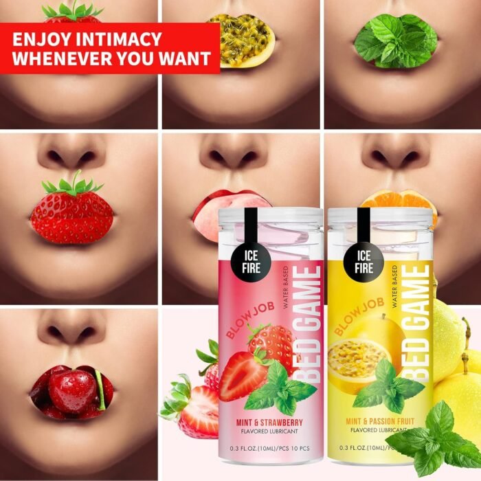 Flavored Lube for Oral Blowjob Jelly Sex Oral Water for Couple Adult, No Rinse Lubricant 10 -Pack (Strawberry & Mint) - Image 6