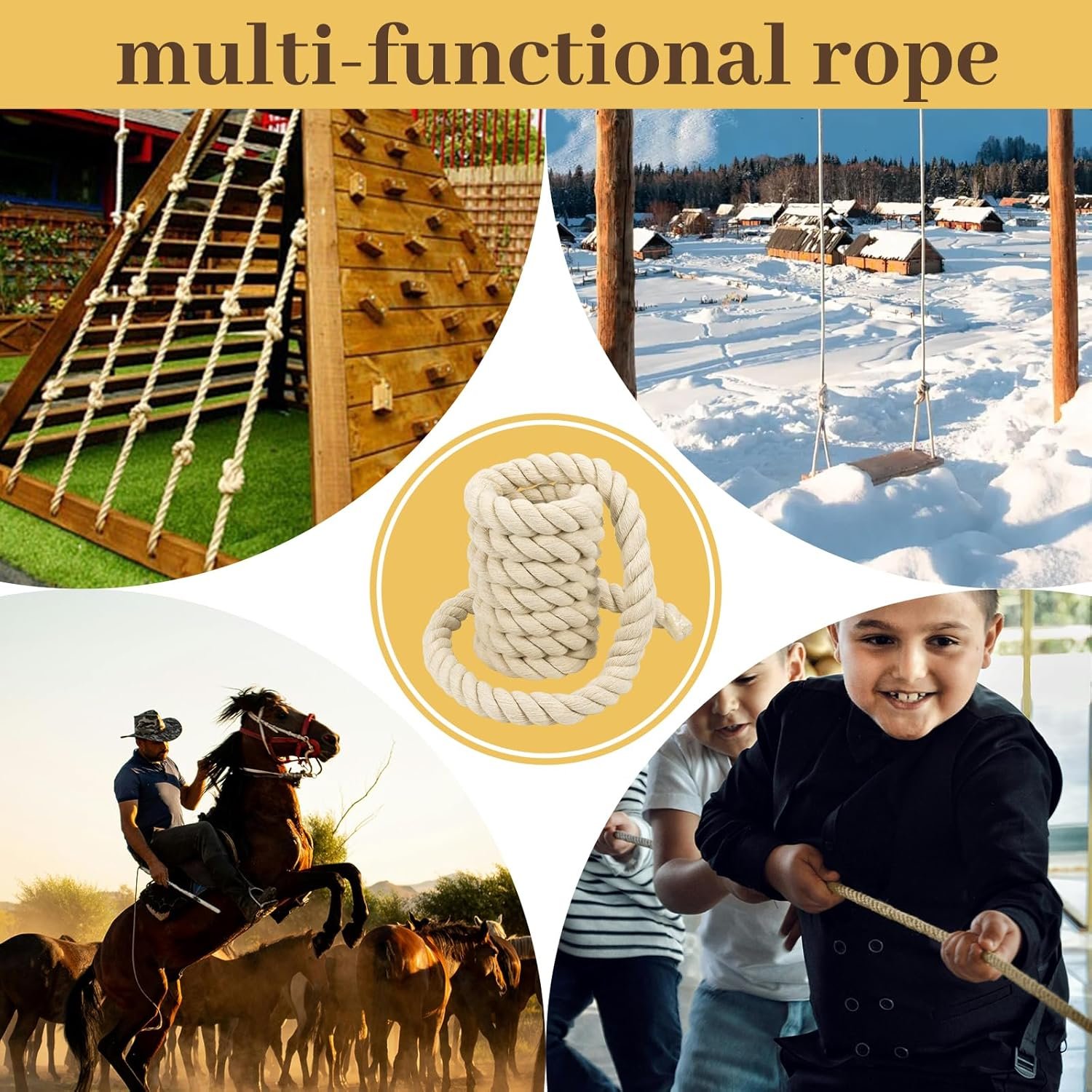 2 Pack 10ft Natural Twisted Cotton Rope - Strong Triple-Strand Rope for Sports, Crafts, Indoor/Outdoor Use - Image 5