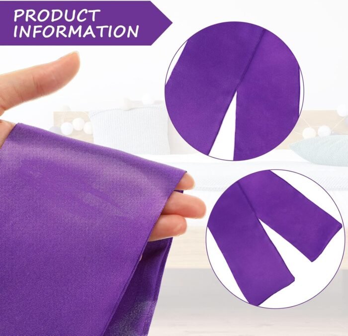 8 Pcs Low Temperature Candles Silk Blindfold Romantic Long Thin Drip Wax Play Candles Satin Eye Mask Sleeping Covers Blindfolds for Couple(Purple, Black) - Image 3