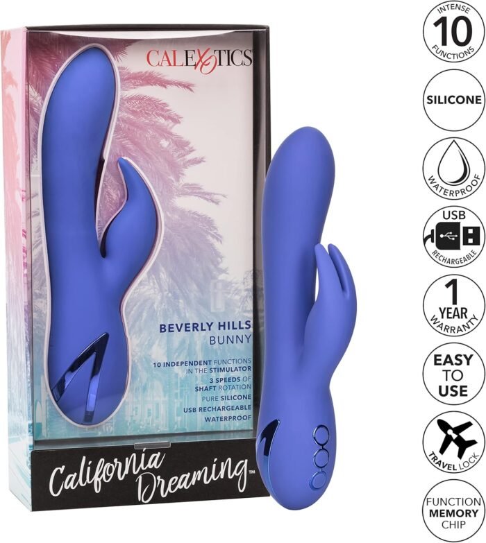 CalExotics California Dreaming Beverly Hills Bunny - Silicone Rabbit Vibrator – Waterproof Clitoral Sex Toys for Couples – 10 Vibration Function Massager - Purple - Image 3