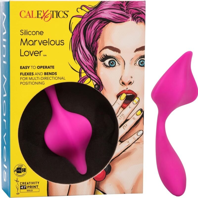 CalExotics Mini Marvels Marvelous Lover – Silicone Waterproof Compact Massager Vibrator – 10 Function Rechargeable Panty Teaser Vibe – Adult Sex Toy Massager for Couples – Pink